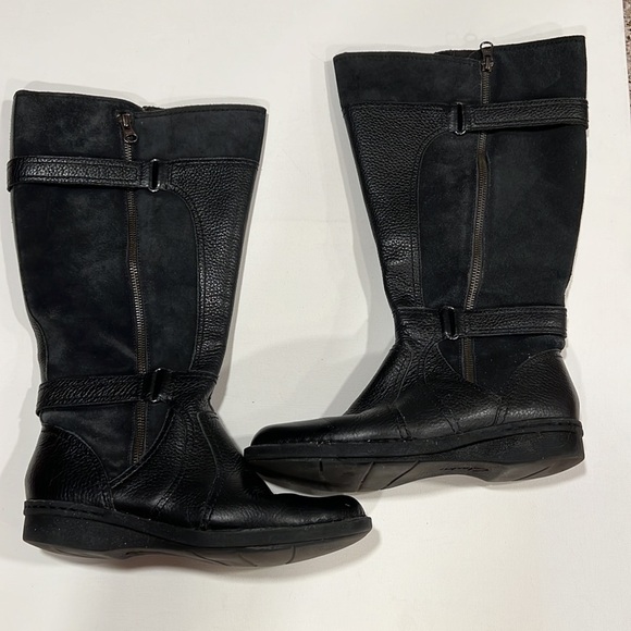 CLARKS Women’s Whistles Whey Black Zip Up Riding Boots Leather & Suede 8.5M - Picture 4 of 13